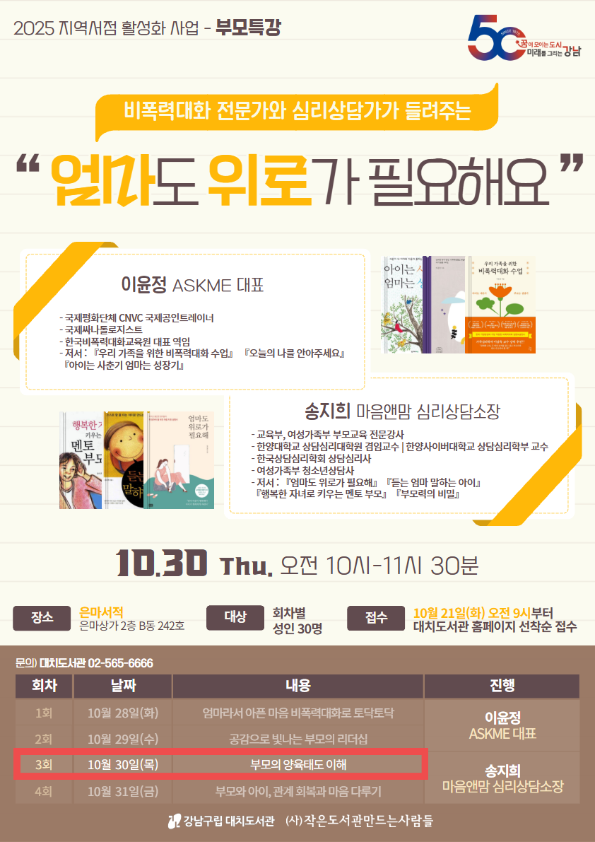2025 지역서점활성화 사업 - 부모특강 :엄마도 위로가 필요해요 3. 부모의 양육태도 이해